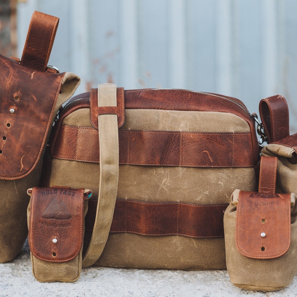 HoldFast Gear Sightseer Lens Bag Original Version Leather and Waxed Canvas USED